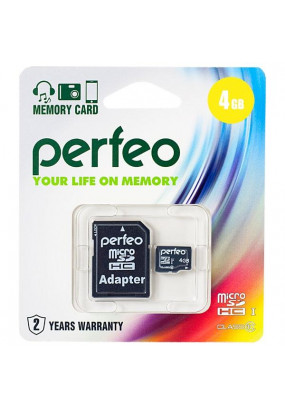 Карта памяти Perfeo microSD 4GB High-Capacity (Class 10) economy series