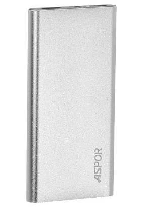 Аккумулятор внешний резервный Aspor A373 Алюминий 6000 mAh серебро