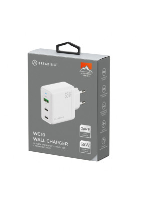 СЗУ Breaking WC10, USB-А + 2USB-C, GaN 65W, MOUNTAIN SERIES (Белый)